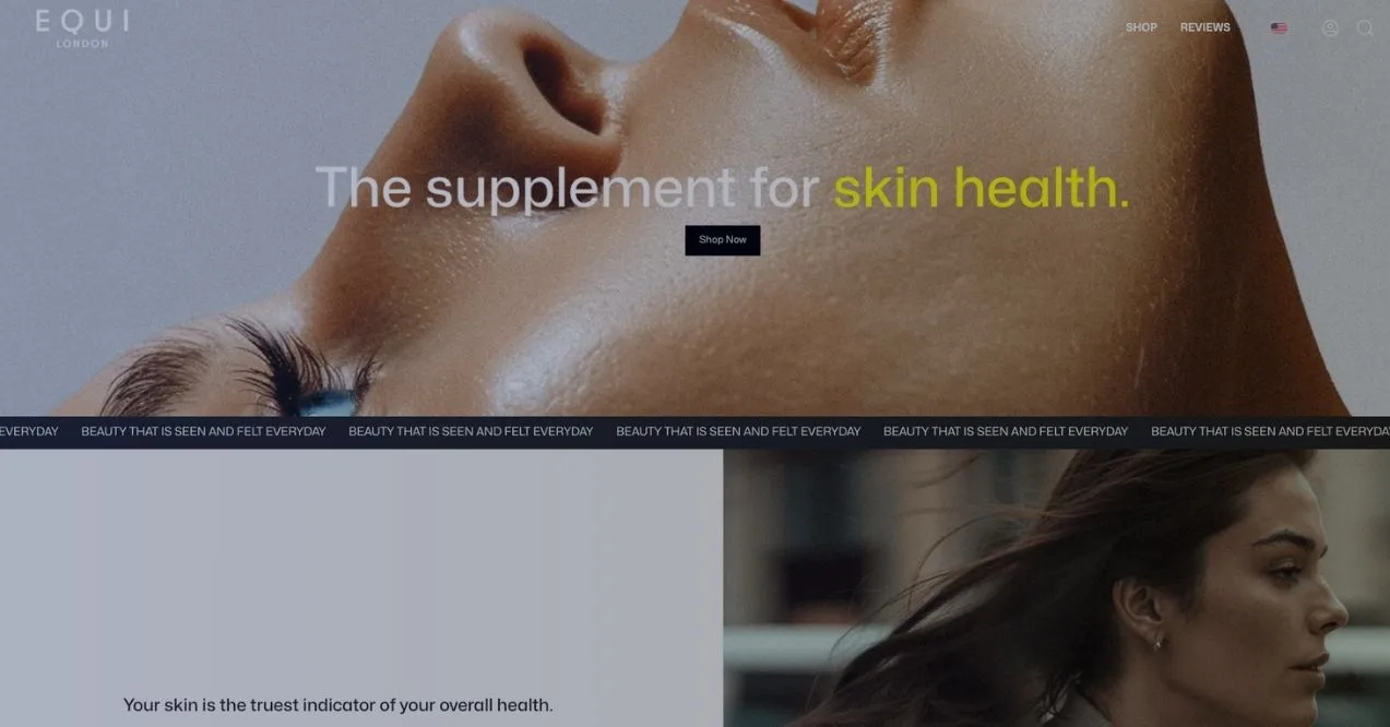 A screenshot of Equi London homepage