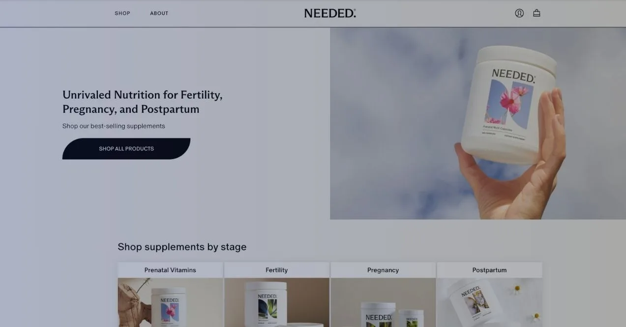 A screenshot of Needed homepage