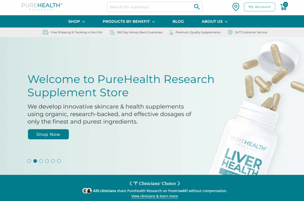 PureHealth Research online supplement store